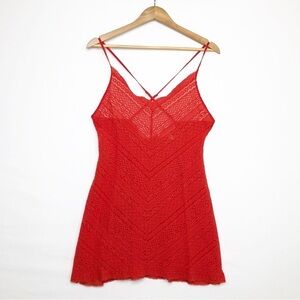 Victoria’s Secret red lace, sheer cross back chemises slip dress❤️